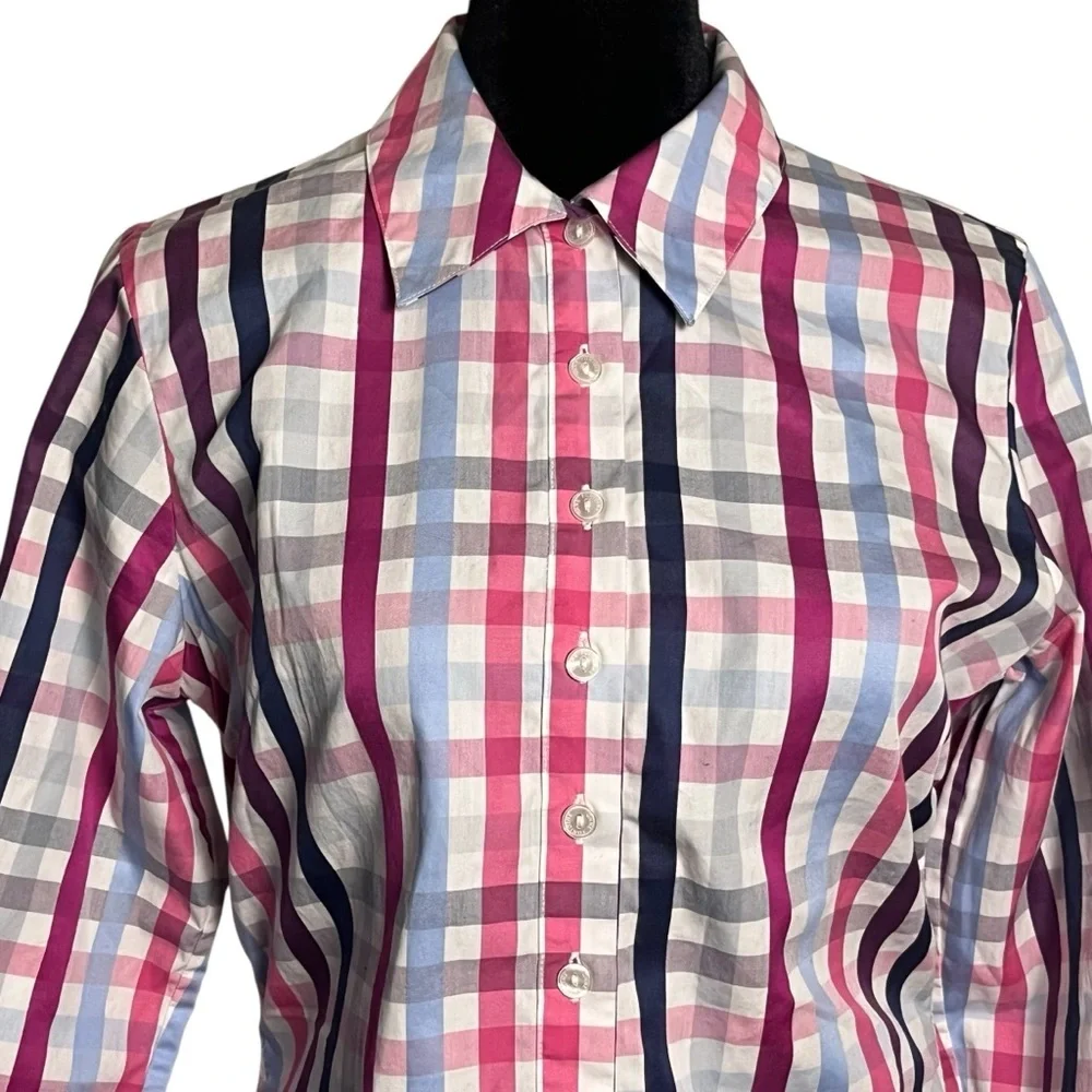 Anne Fontaine “Arielle” Plaid Cotton Shirt Dress Multicolor Button Front. Size 6 - Picture 2 of 12
